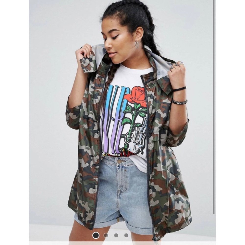 ASOS CURVE Pac-a-Trench in camp print